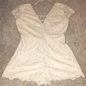 Beige, lace, short romper